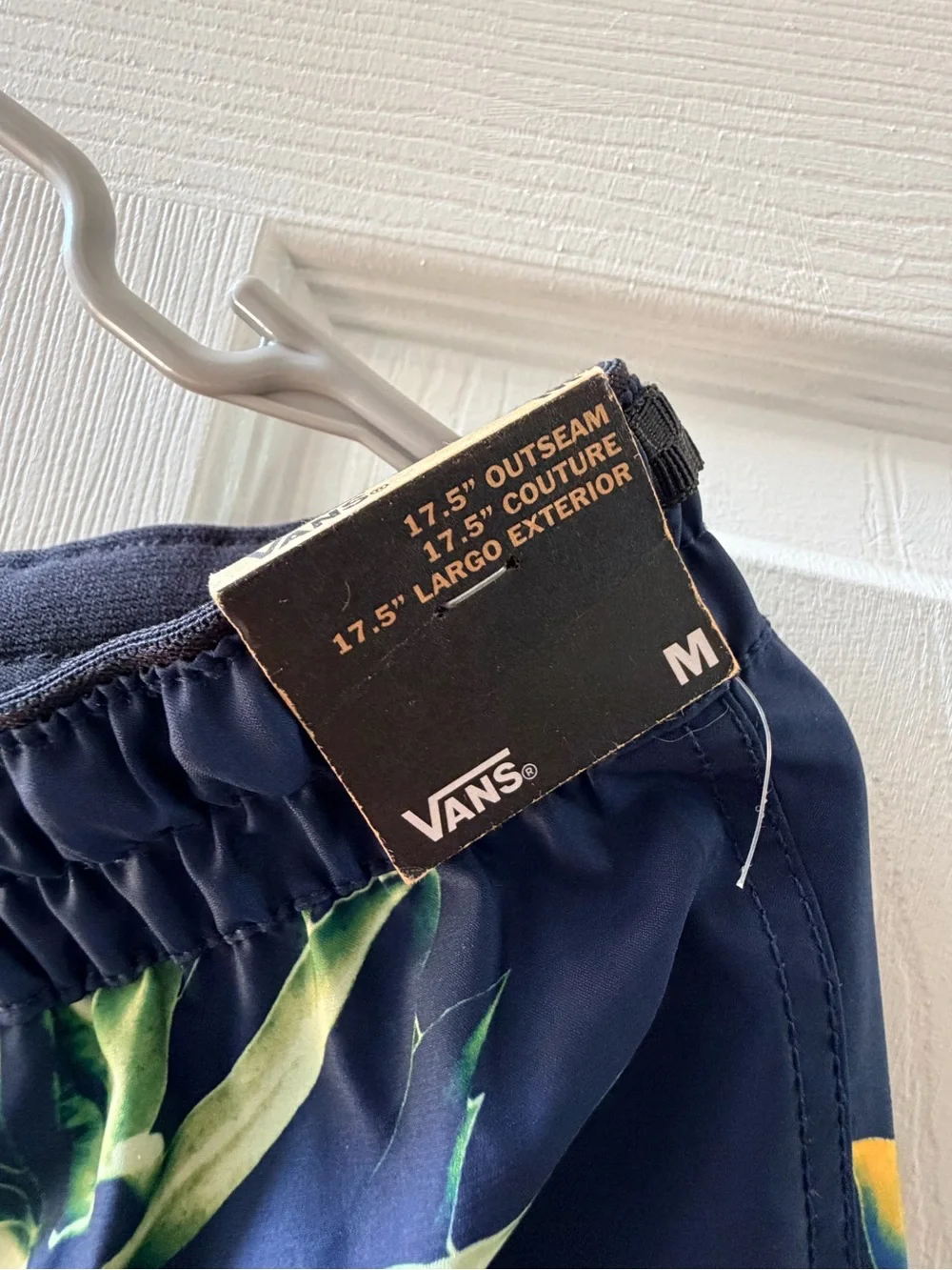 NWT - medium - Vans Navy Swim Trunks with Green and Yellow Tropical Motif